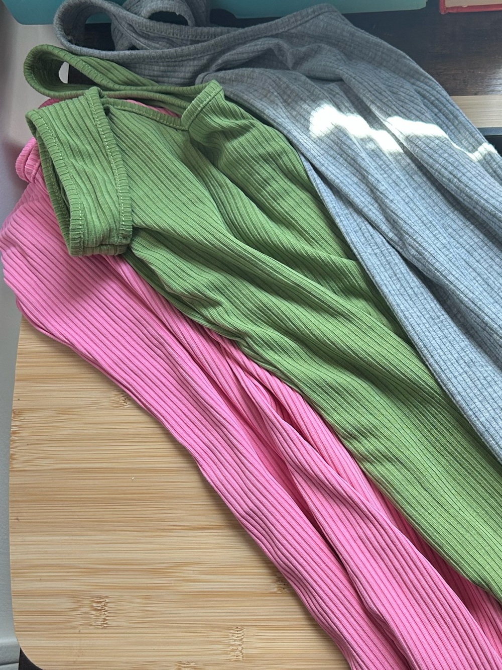 Ribbed Rompers - 3 pack! Pink, Green & Gray
